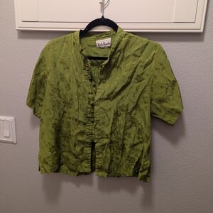Vintage Asian Style Button Up Satiny Blouse